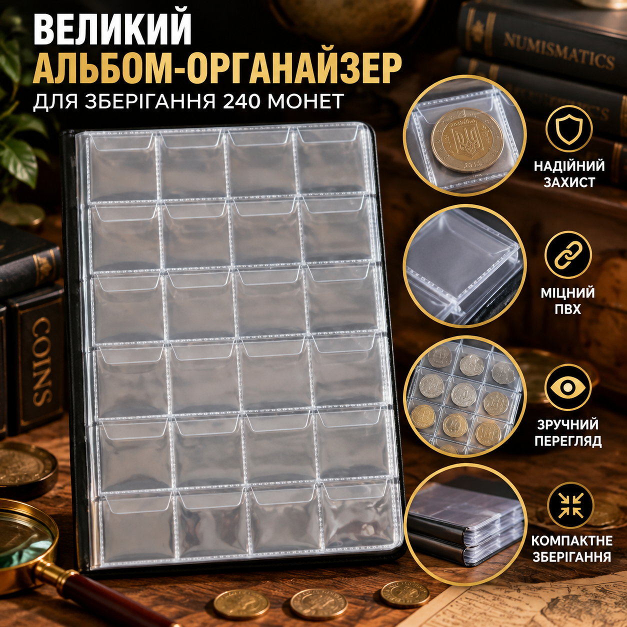 Альбом для монет 240 комірок